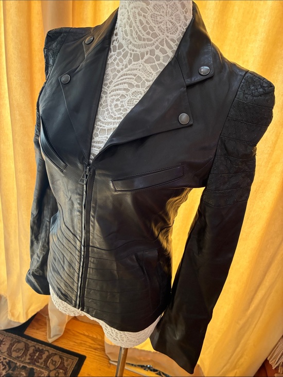guilty brotherhood Jackets & Blazers - Designer Black Lamb Leather Moto Jacket -made in France XS